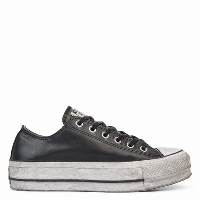 Női Converse Chuck Taylor All Star Leather Smoke Platform Tornacipő CO1537290 Fekete